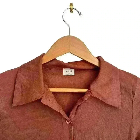 Wilfred Pose Long Sleeve Shirt Button Down Rusty Orange Women's Size Medium - Picture 3 of 4